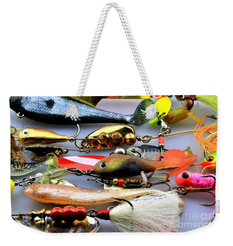 Artificial Weekender Tote Bag featuring the photograph Lures by Douglas Sacha