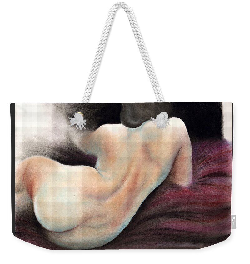 Nude Weekender Tote Bag featuring the pastel Lush by Scott Kirkman