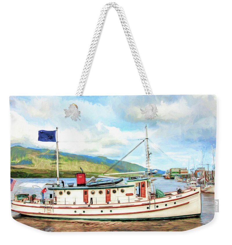Alaska Weekender Tote Bag featuring the painting M/V Teal by David Wagner