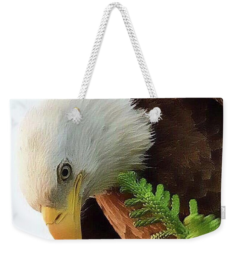 Bald Eagle Weekender Tote Bag featuring the photograph M15 close up by Liz Grindstaff