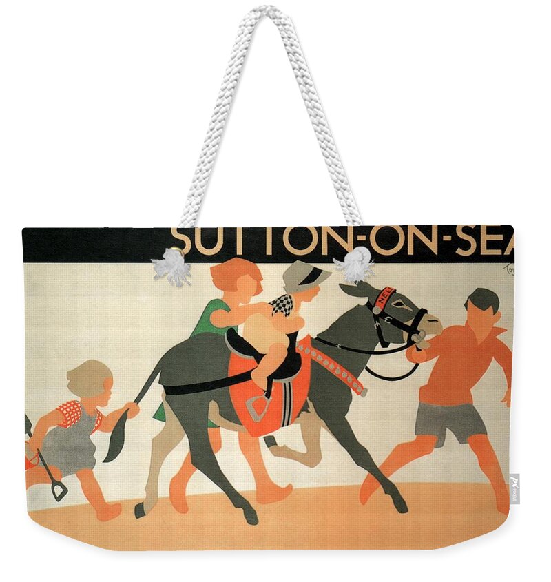 Mablethorpe Weekender Tote Bag featuring the painting Mablethorpe and Sutton-on-sea - Children's Paradise - Vintage Poster by Studio Grafiikka