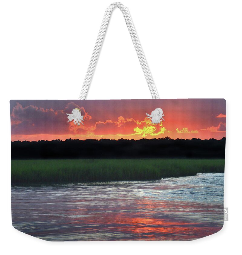 Stripes Weekender Tote Bag featuring the photograph Machete Flats Sunset by Jerry Griffin