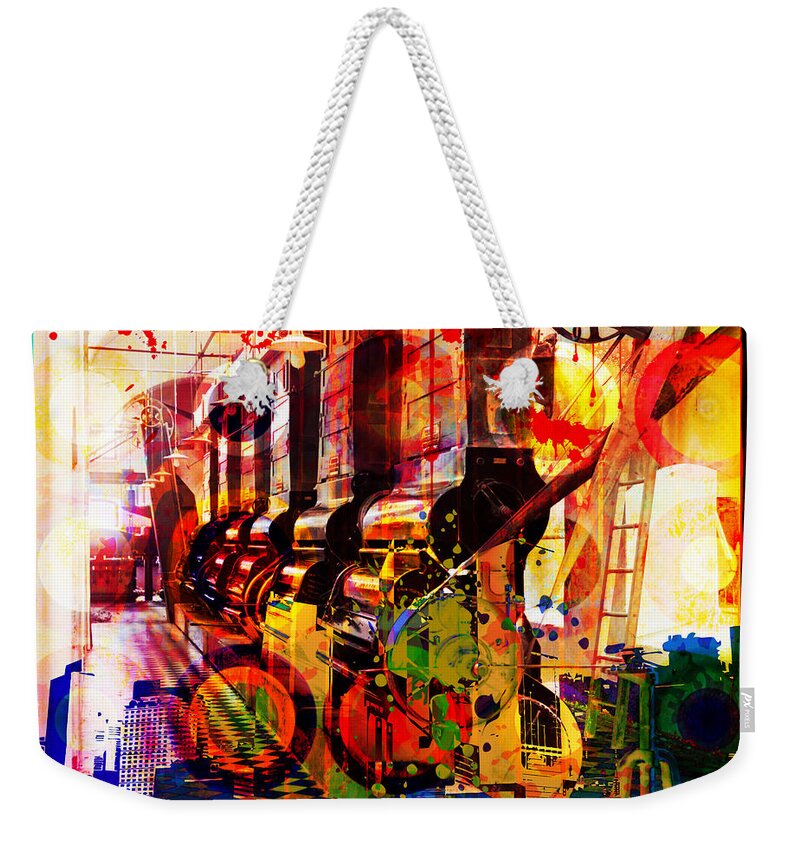 Digital Photographic Vector Montage Weekender Tote Bag featuring the painting Machine Age-1 by Gary Grayson