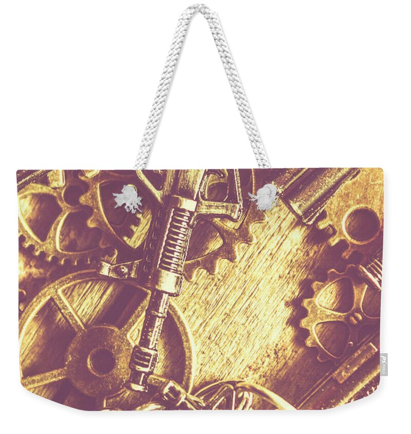Firearms Weekender Tote Bag featuring the photograph Machine guns by Jorgo Photography