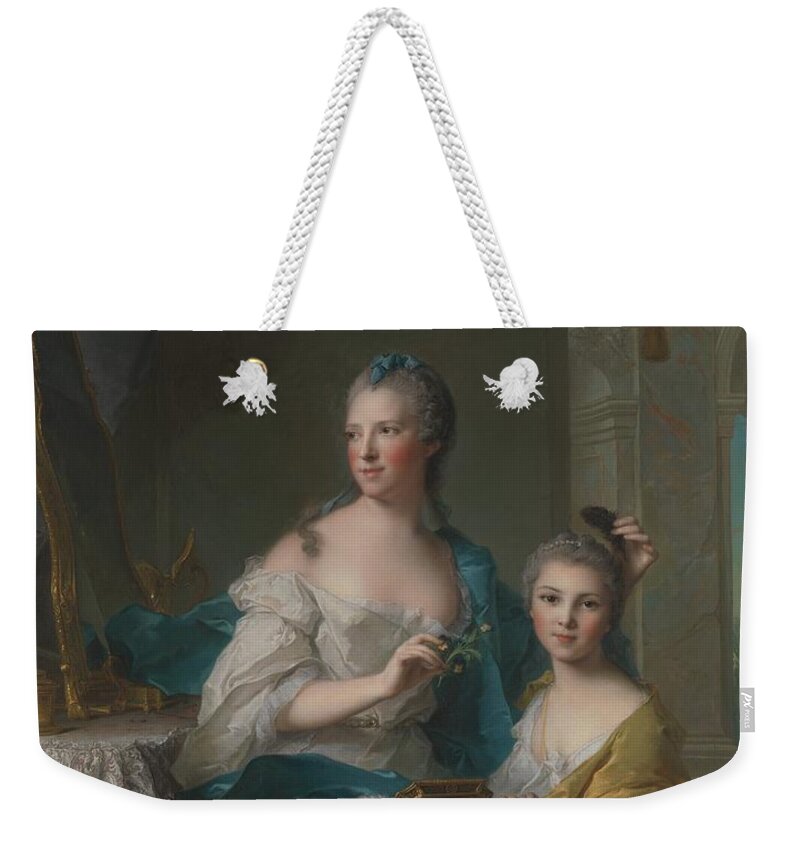 Jean Marc Nattier (french Weekender Tote Bag featuring the painting Madame Marsoler with daughter by MotionAge Designs