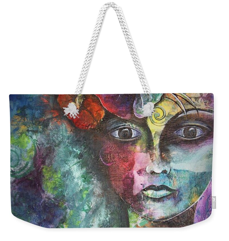 Madamoiselle Weekender Tote Bag featuring the painting Madamoiselle by Reina Cottier by Reina Cottier