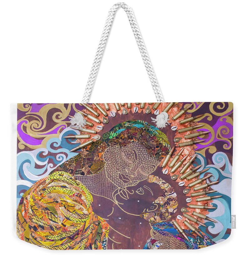 Madonna And Child Weekender Tote Bag featuring the tapestry - textile Madonna and Child The Sacred and Profane by Apanaki Temitayo M