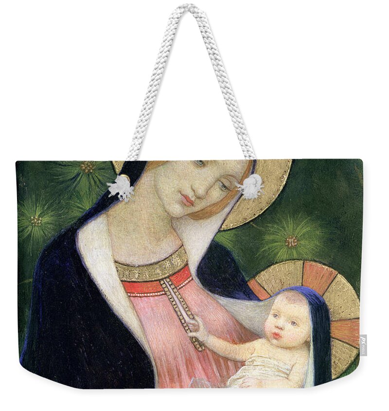 #faatoppicks Weekender Tote Bag featuring the painting Madonna of the Fir Tree by Marianne Stokes