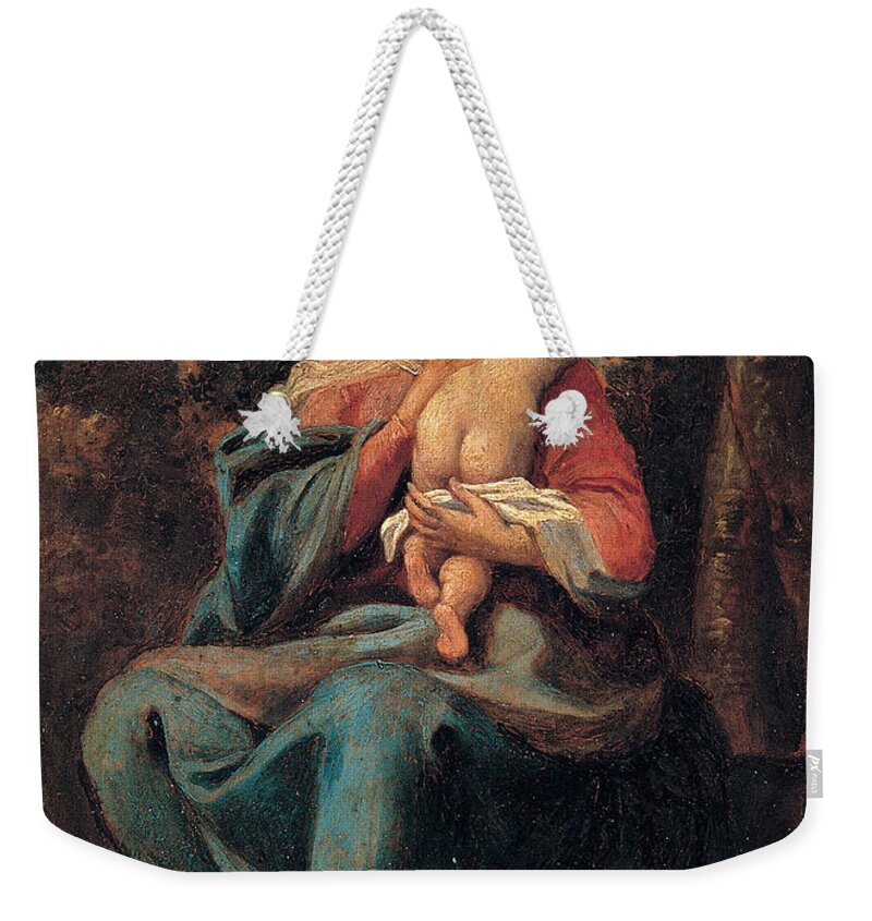 Sisto Badalocchio Weekender Tote Bag featuring the painting Madonna with the Child by Sisto Badalocchio