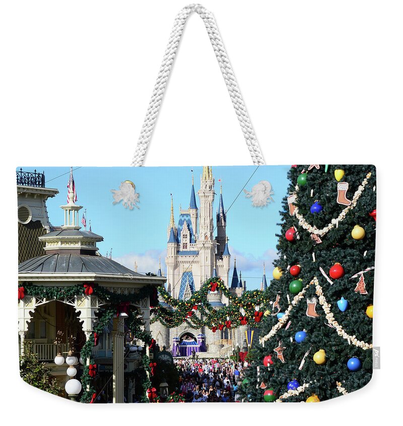 Christmas Weekender Tote Bag featuring the photograph Magic Kingdom Christmas by David Lee Thompson