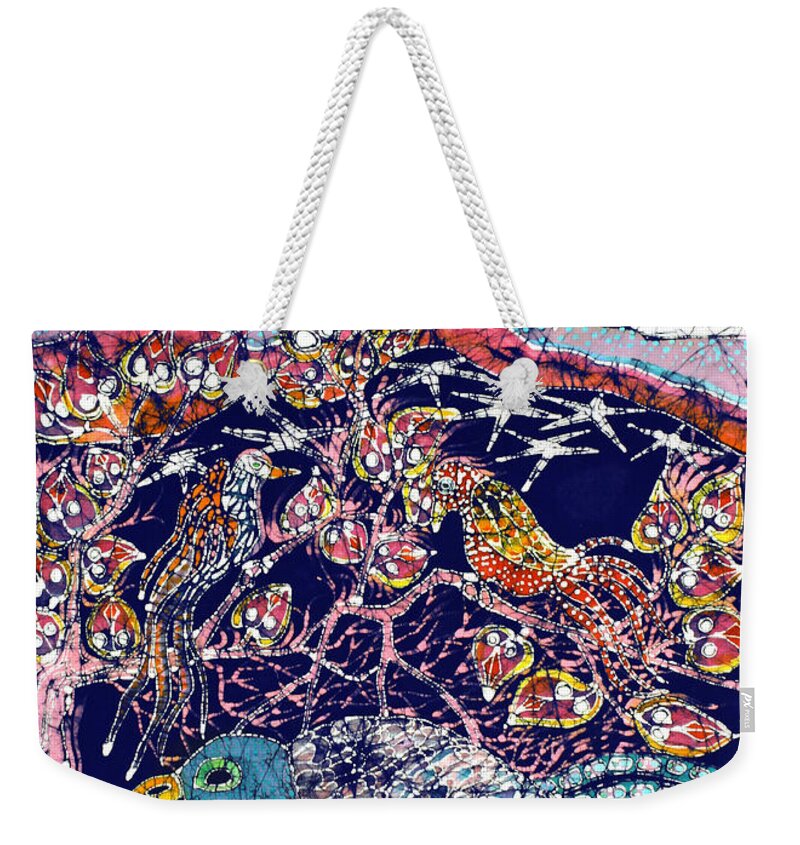 Batik Weekender Tote Bag featuring the tapestry - textile Magical Birds by Carol Law Conklin
