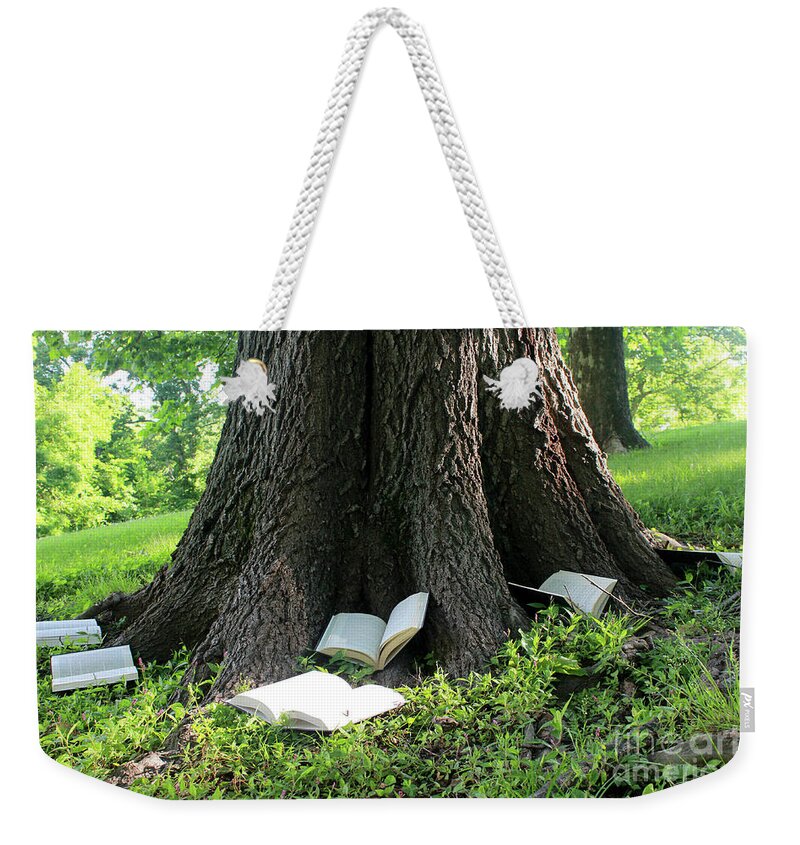 Book Weekender Tote Bag featuring the photograph Magical Morning Reading by Adam Long