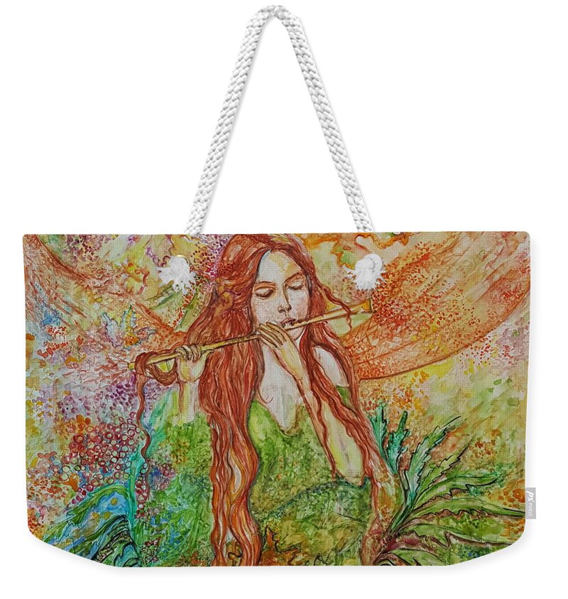 Song Weekender Tote Bag featuring the painting Magical Song of Autumn by Rita Fetisov