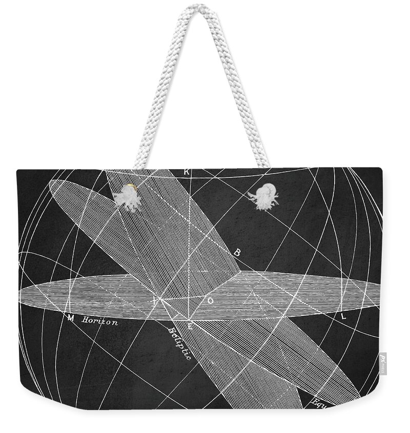 Vintage Weekender Tote Bag featuring the digital art Magnetic Fields Chalkboard by Edward Fielding
