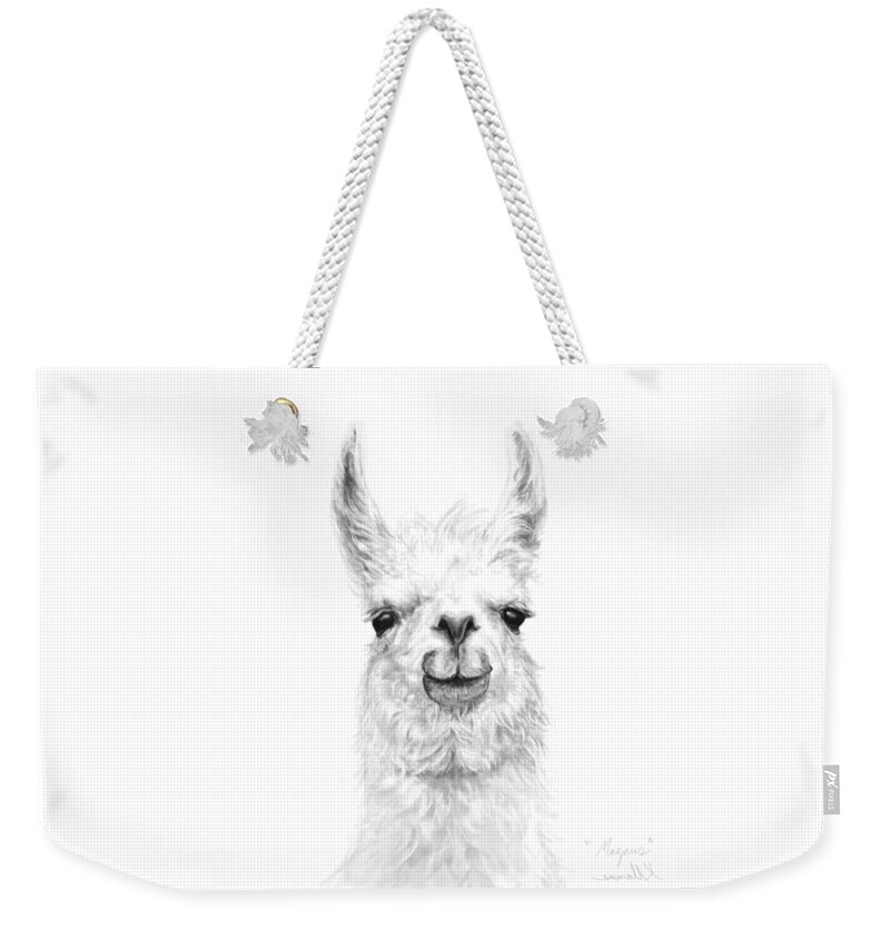 Llama Art Weekender Tote Bag featuring the drawing Magnus by Kristin Llamas