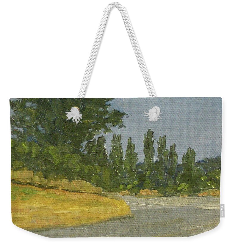 Landscape Weekender Tote Bag featuring the painting Magnuson Park path by Stan Chraminski