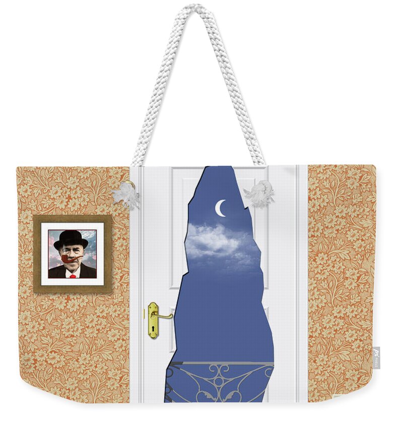 Vector Weekender Tote Bag featuring the painting Magritte Balcony by Gary Grayson