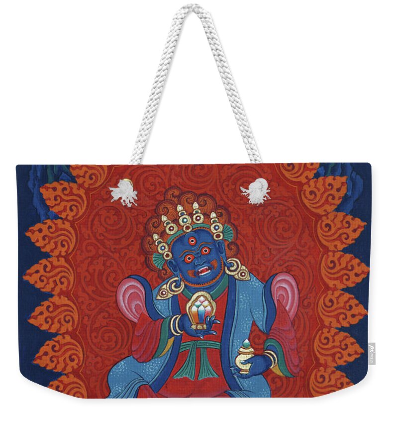 Thangka Weekender Tote Bag featuring the painting Mahakala Shanglon Dorje Dudul by Sergey Noskov
