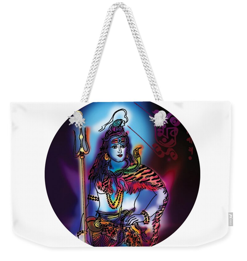 Yoga Weekender Tote Bag featuring the painting Maheshvara Shiva by Guruji Aruneshvar Paris Art Curator Katrin Suter