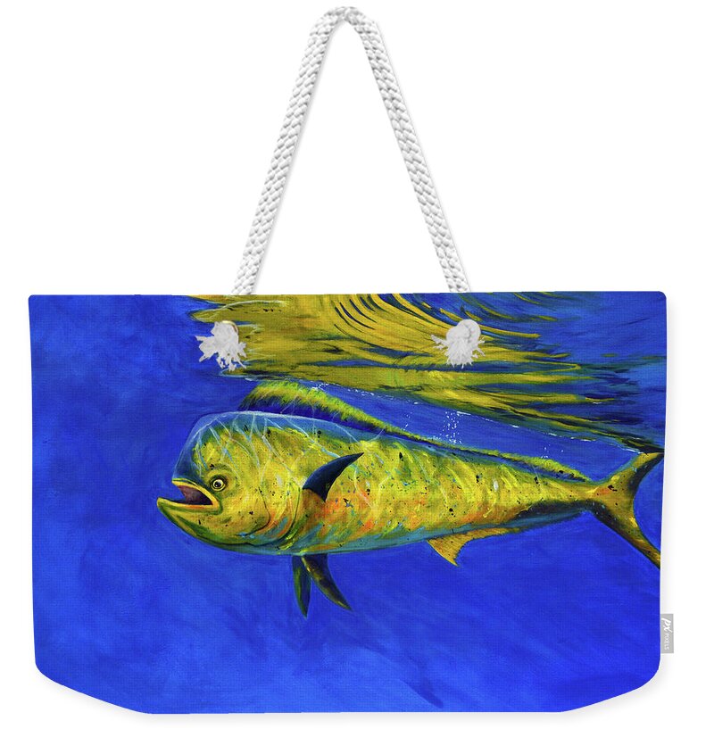 Mahi Mahi Weekender Tote Bag featuring the painting Mahi Mahi Fish by Donna Tucker
