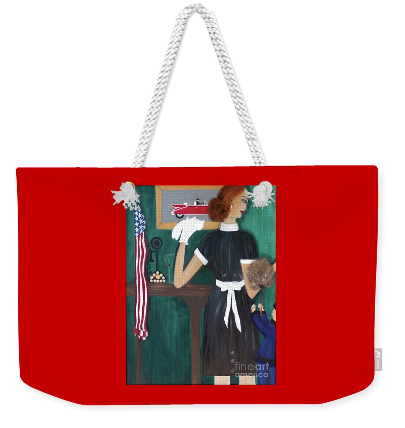 Maid Weekender Tote Bag featuring the painting Maid In America by Artist Linda Marie