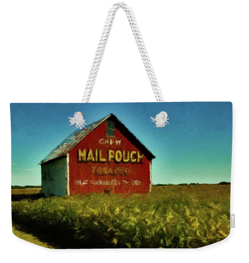Mail Pouch Weekender Tote Bag featuring the painting Mail Pouch Barn P D P by David Dehner