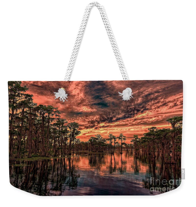 Sunsets Weekender Tote Bag featuring the photograph Majestic Cypress Paradise Sunset by DB Hayes