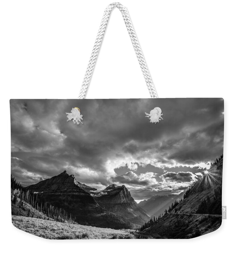 Glacier National Park Weekender Tote Bag featuring the photograph Majestic Sunset by Adam Mateo Fierro
