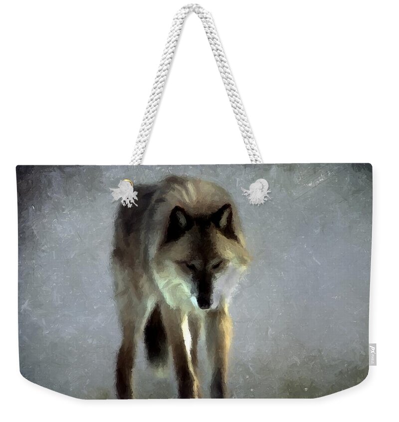 Wolf Weekender Tote Bag featuring the photograph Majestic Wolf by David Dehner