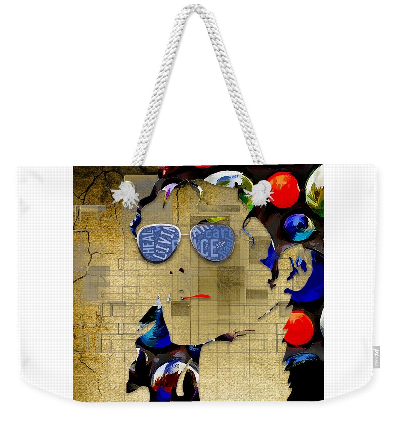 Michael Jackson Art Weekender Tote Bag featuring the mixed media Make This World A Better Place Michael Jackson by Marvin Blaine