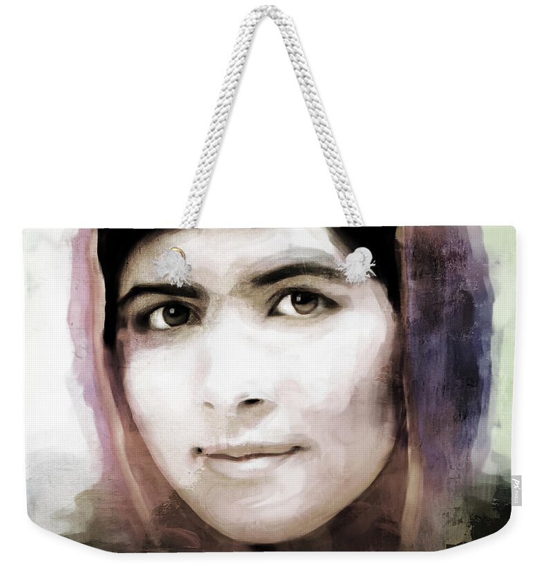 Malala Yousafzai Weekender Tote Bag featuring the painting Malala Yousaf Zai 10 by Gull G