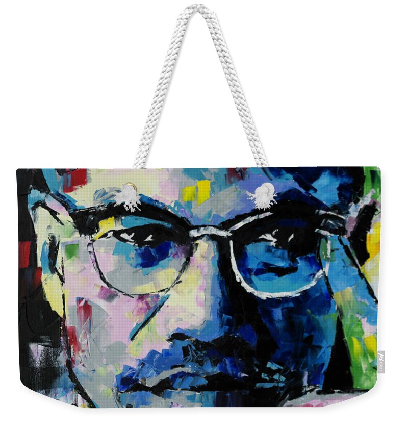 Malcolm X Weekender Tote Bag featuring the painting Malcolm X by Richard Day