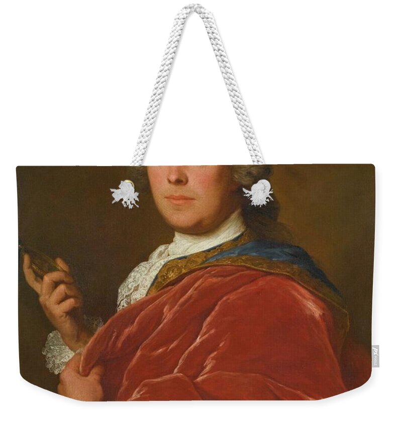 Nattier Weekender Tote Bag featuring the painting Male by MotionAge Designs