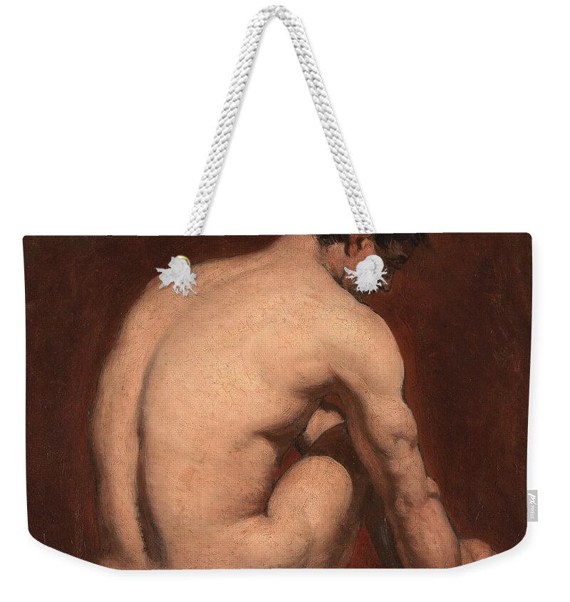  Nude Weekender Tote Bag featuring the painting Male Nude from the Rear by William Etty
