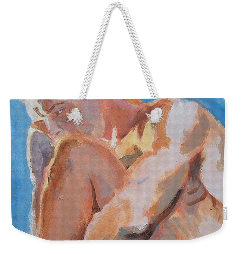 Male Nude Weekender Tote Bag featuring the painting Male Nude Painting by Mike Jory