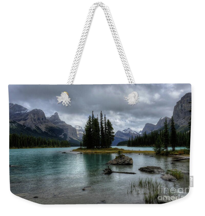 Animals Weekender Tote Bag featuring the photograph Maligne Lake Spirit Island Jasper National Park Alberta Canada by Wayne Moran