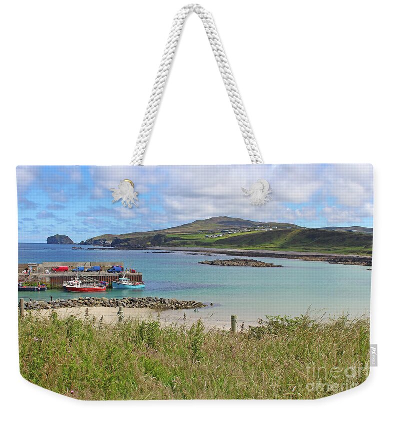 Malin Pier Weekender Tote Bag featuring the photograph Malin Pier Donegal Ireland 2 by Eddie Barron