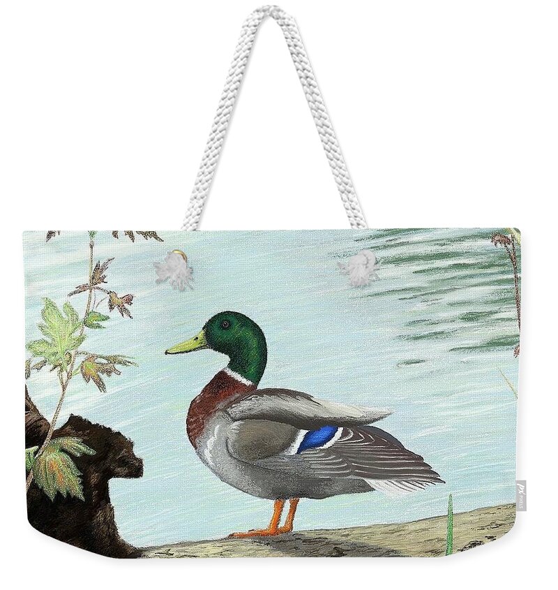 Duck Weekender Tote Bag featuring the digital art Mallard 2010 by Troy Stapek