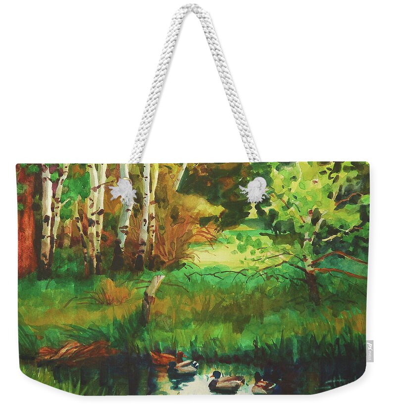 Country Weekender Tote Bag featuring the painting Mallard Grove by Steve Henderson