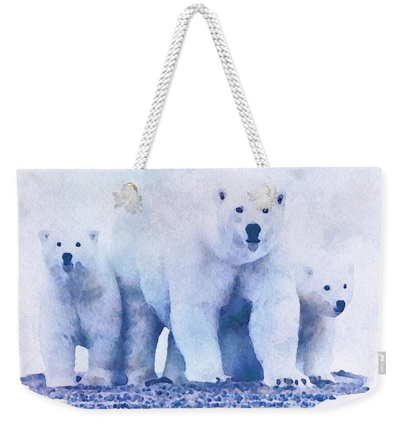 polar Bear Weekender Tote Bag featuring the painting Mamma Bear by Mark Taylor
