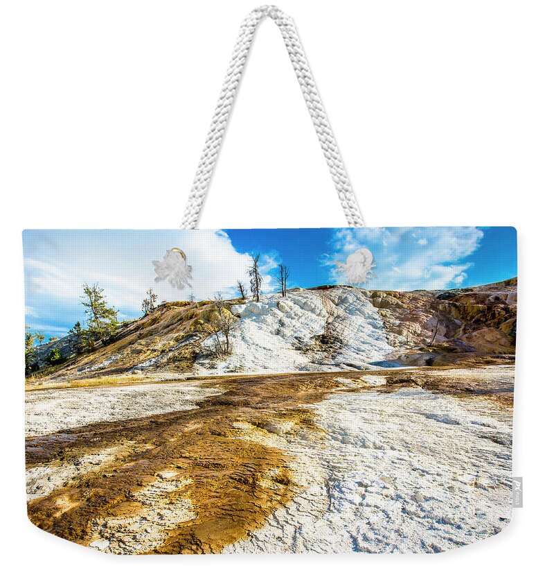 Yellowstone National Park Weekender Tote Bag featuring the photograph Mammoth Hot Springs Yellowstone by Ben Graham