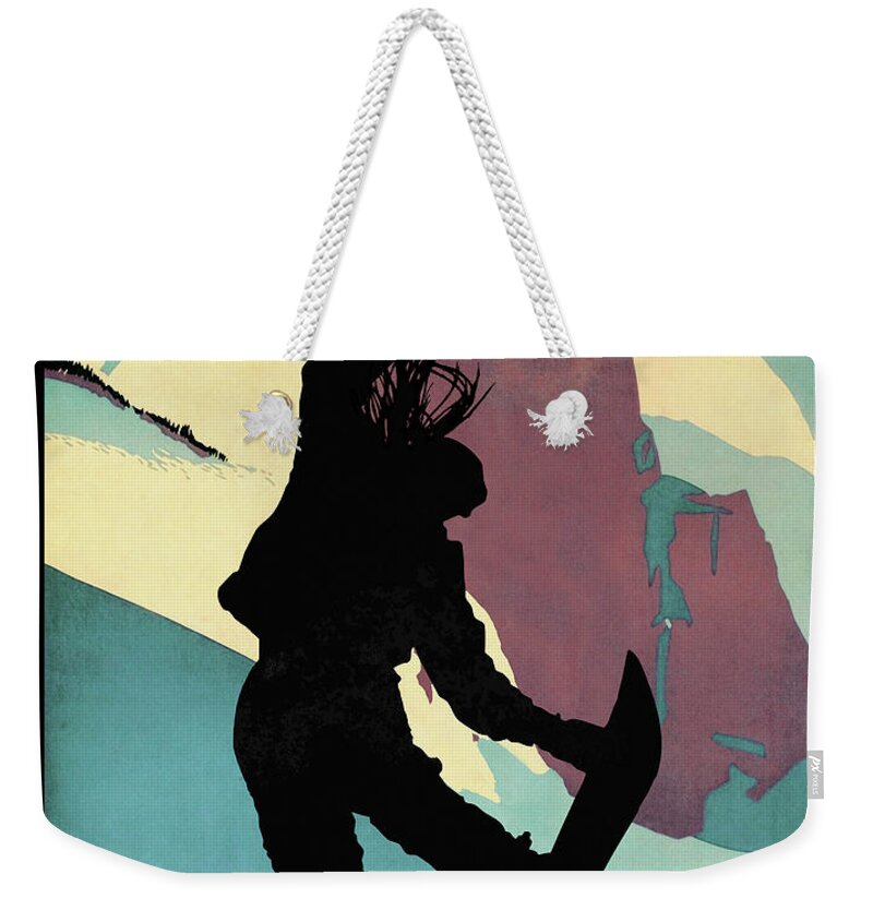 Betty Weekender Tote Bag featuring the painting Mammoth Mountain, Snowboarding Betty by Tina Lavoie