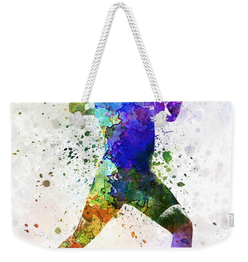 Body Weekender Tote Bag featuring the painting Man exercising weight training by Pablo Romero
