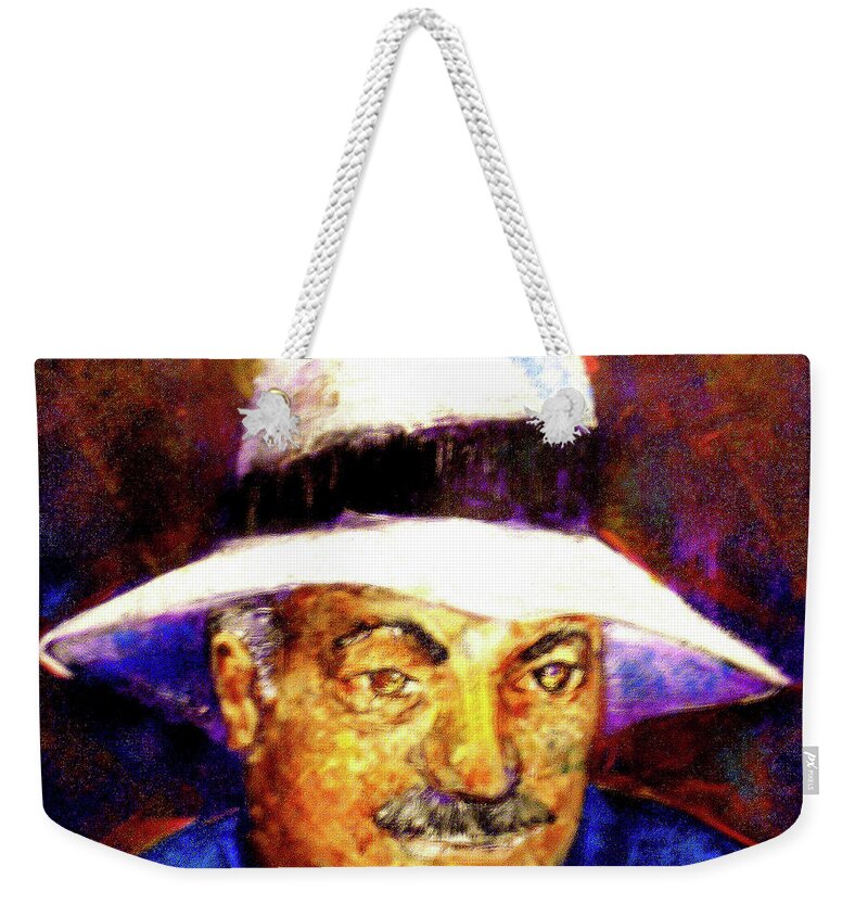 Man In The Panama Hat Weekender Tote Bag featuring the painting Man in the Panama Hat by Seth Weaver