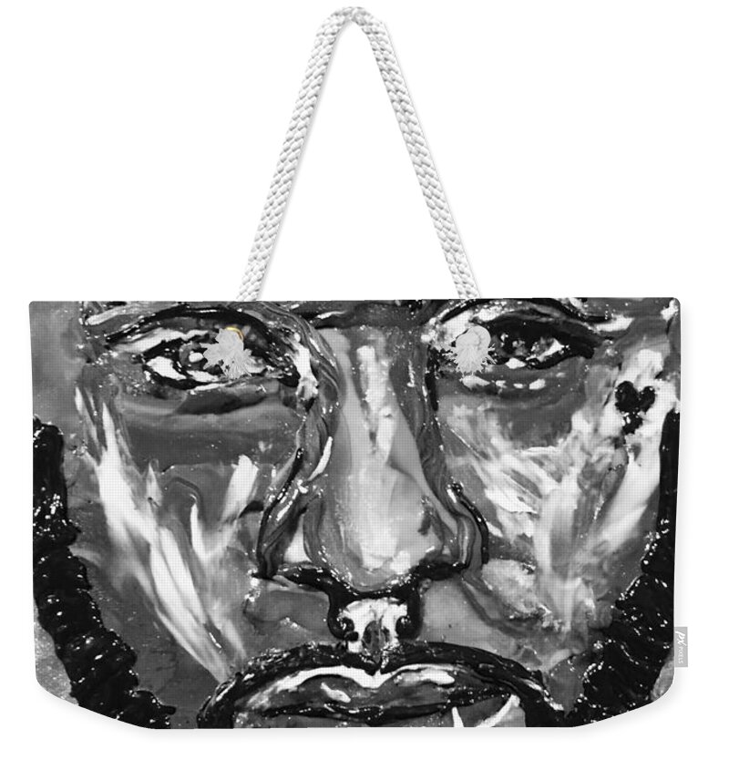 Portrait Weekender Tote Bag featuring the mixed media Man of Steel by Deborah Stanley