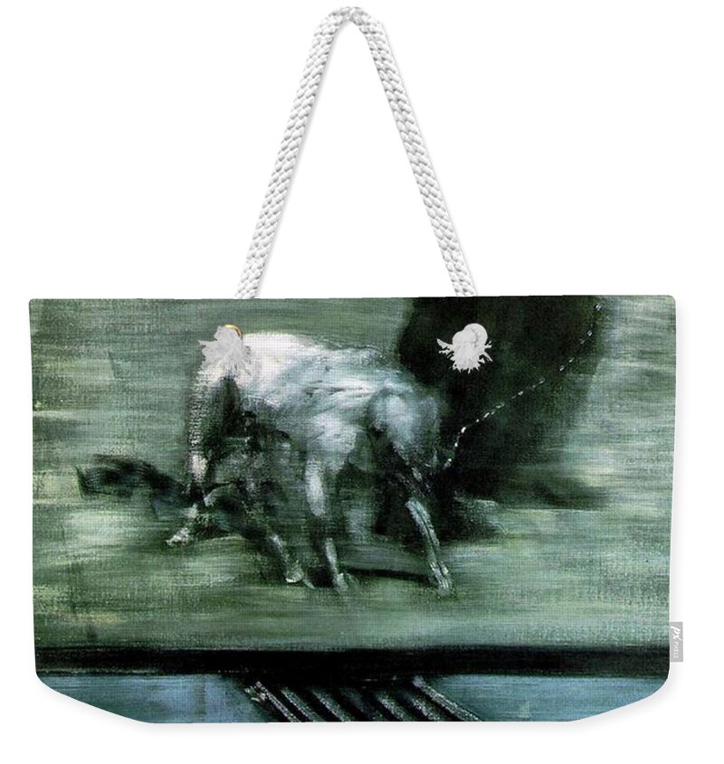 Man With Dog Weekender Tote Bag featuring the painting Man with Dog by Francis Bacon
