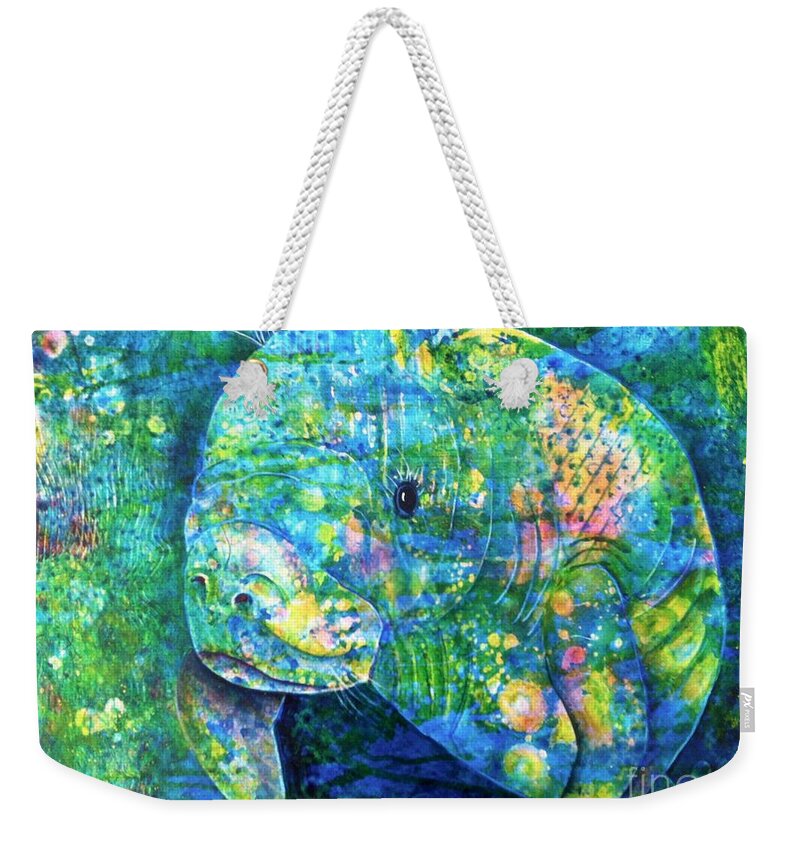 Manatee Weekender Tote Bag featuring the painting Manatee by Midge Pippel
