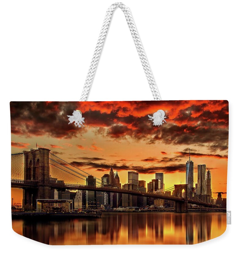 New York City Weekender Tote Bag featuring the photograph Manhattan BBQ by Az Jackson