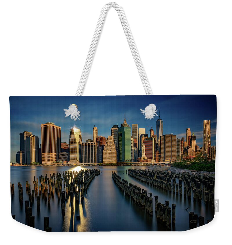 Manhattan Weekender Tote Bag featuring the photograph Manhattan Twinkle by Rick Berk