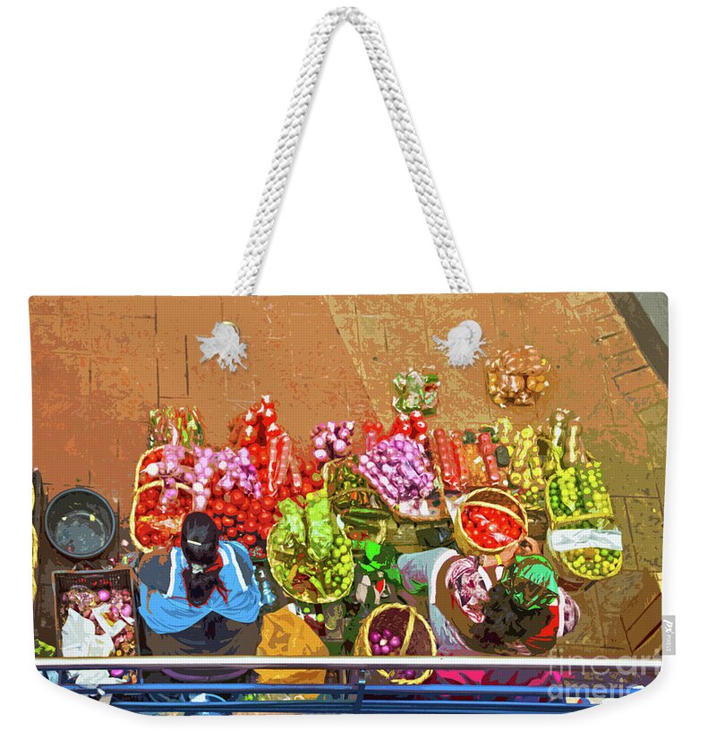 Diez De Agosto Weekender Tote Bag featuring the photograph Many Veggies At The Mercados by Al Bourassa